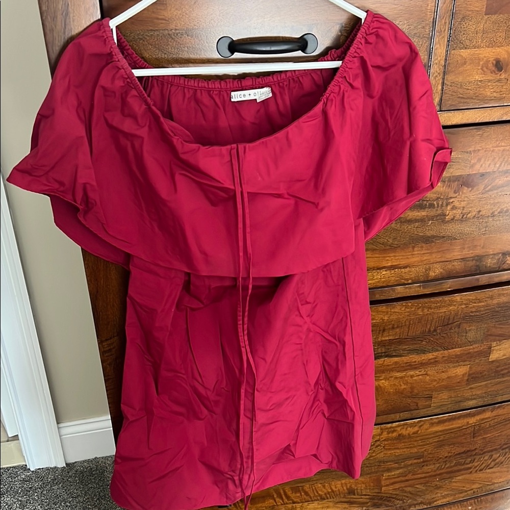 Alice + Olivia Dress Red Off the Shoulder XS